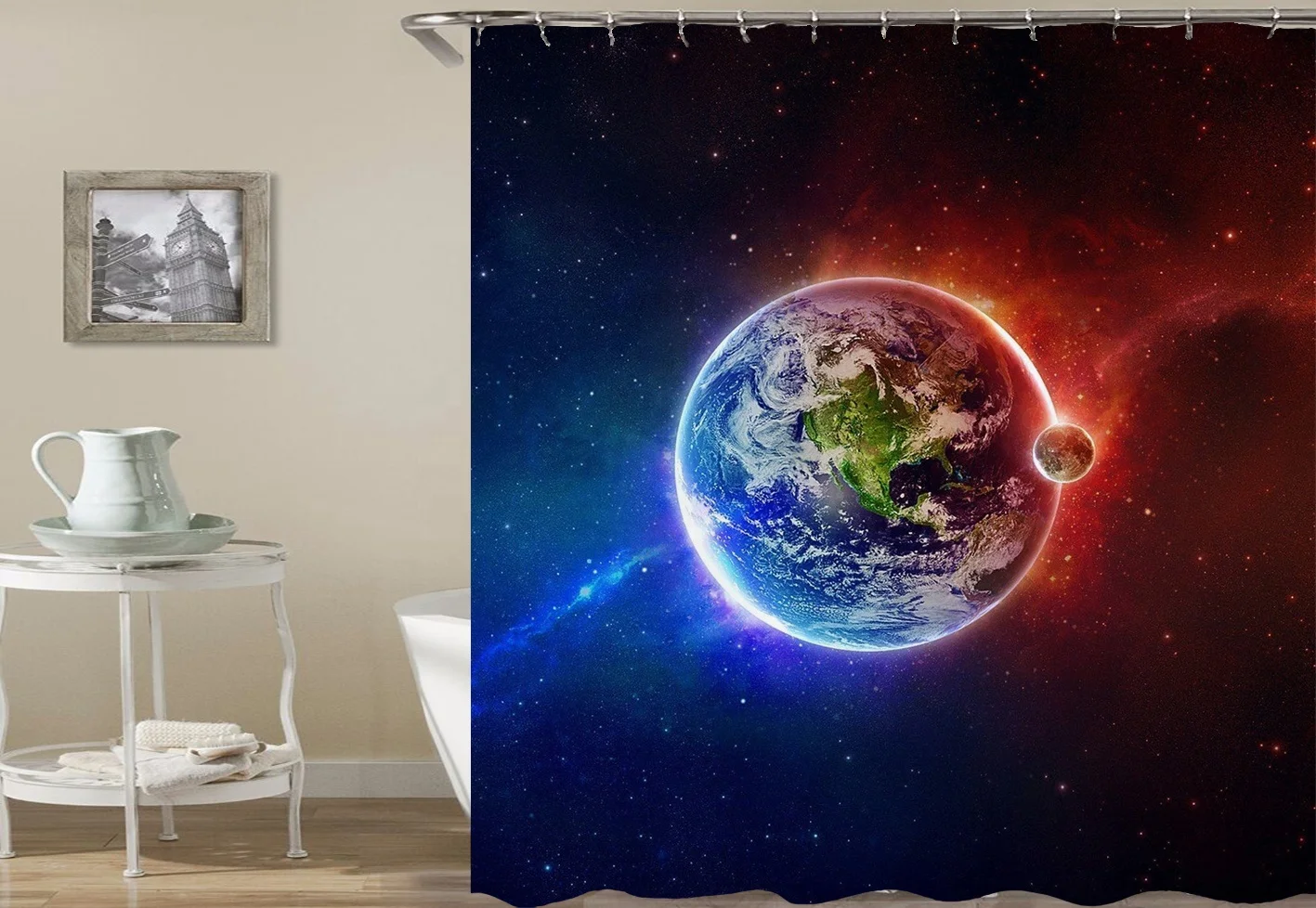New design blue washable custom printed bathroom shower curtain for wholesale