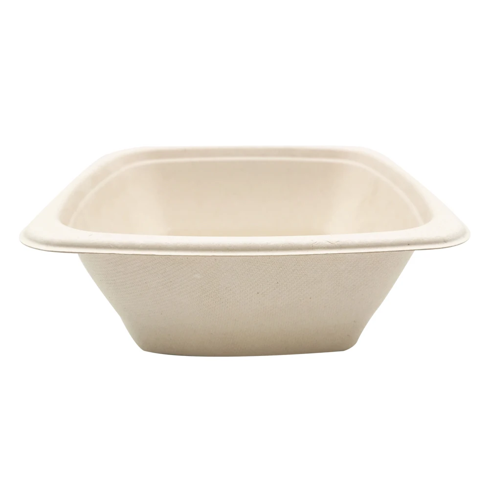 High Quality Biodegradable Compostable Food Containers Disposable Sugarcane Square Paper Bowl