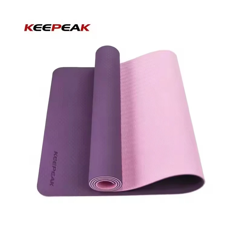 Keepeak Wholesale Eco-friendly Material Custom Print Logo Anti Slip Gym Exercise Foldable Tpe Yoga Mat