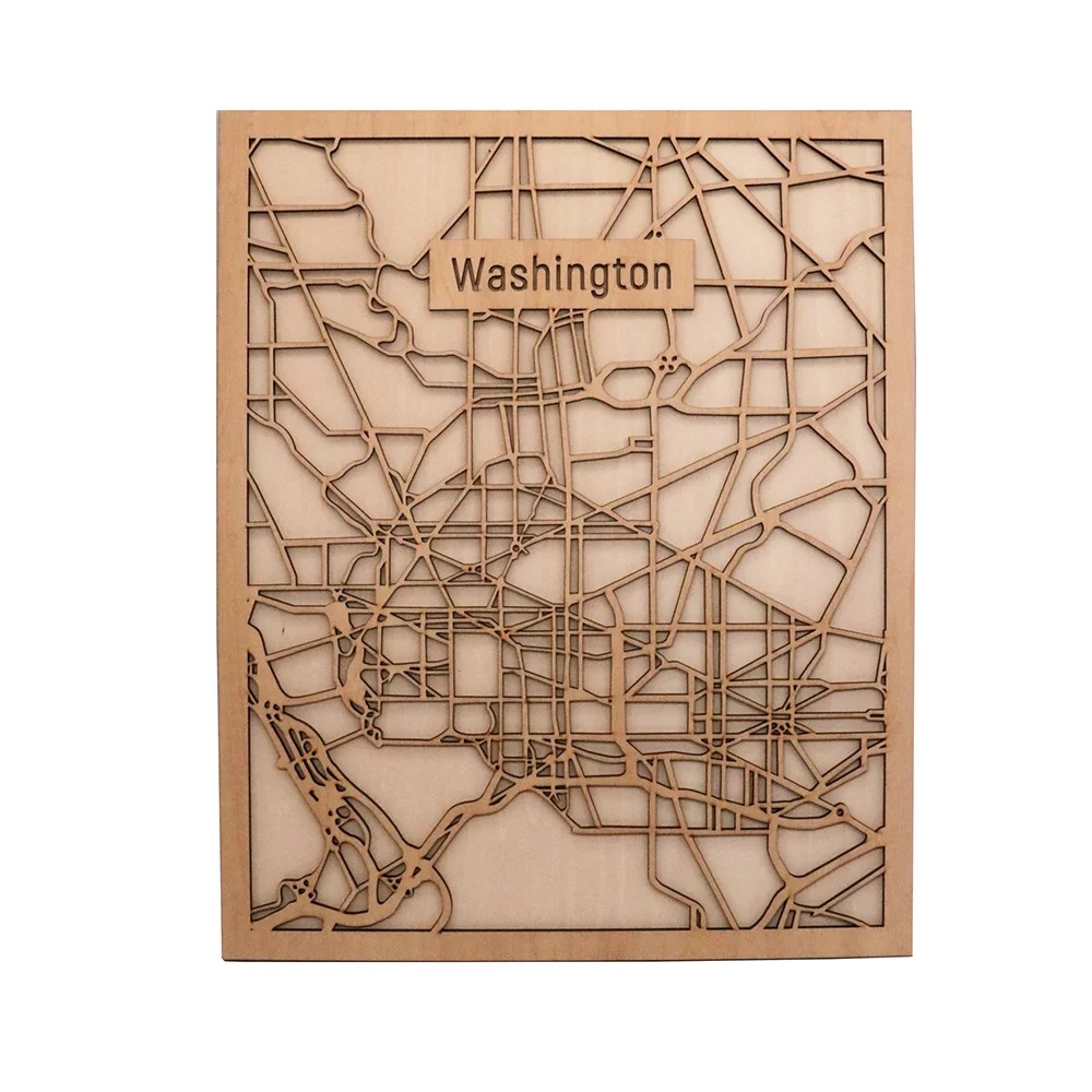 Custom wall wooden city map world map accept customization 3d puzzle decoration for living room or office