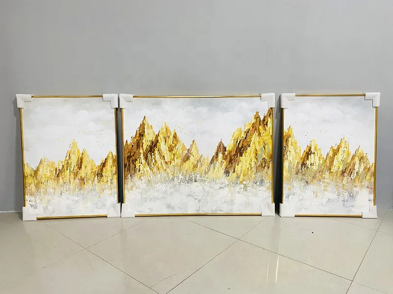 3d Colour 3 Panels Decoration Big Room Minimalist Home Decor Fabric Canvas Frame Silk Handmade Oil Painting