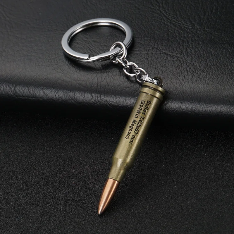 Wholesale 3D Shape PU BG Game Metal 98k AWM Gun Keychain Weapon Key Chain Bullet Key Ring