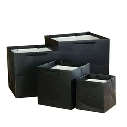 Custom Large Square Flower Cake Paper Carry Bag With Ribbon