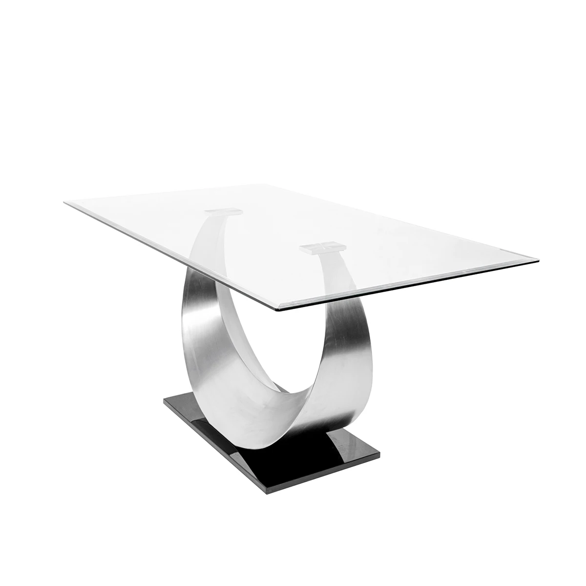 Modern Furniture High End Simple Gold Metal Iron Base Glass Top Rectangular Dining Table Sets With Chairs