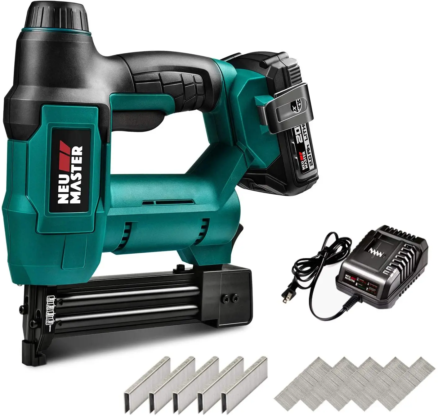 
Cordless Brad Nailer, NEU MASTER NTC0023 Rechargeable Nail Gun/Staple Gun for Upholstery, Carpentry and Woodworking Projects, 
