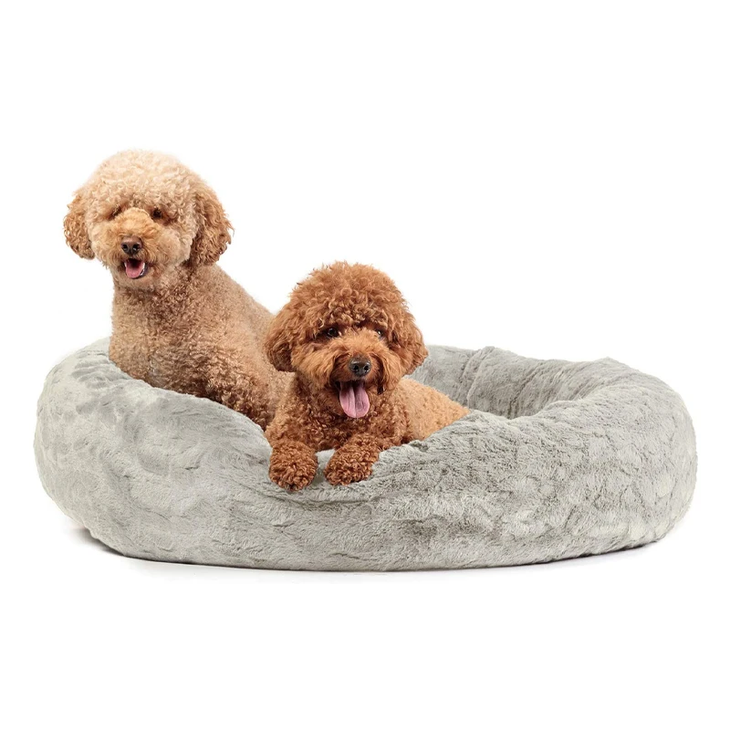 
 Лидер продаж на Amazon 2021, мягкая круглая пончик среднего размера, кровать для домашних животных, кровать для кошки, кровать для собаки с прикрепленной подстилкой  