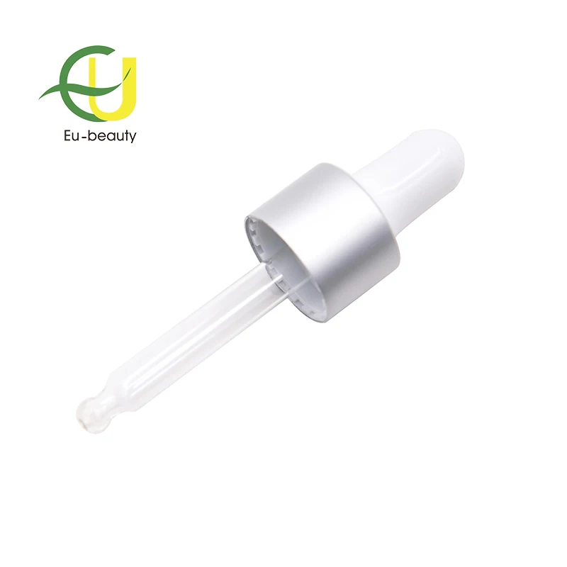 7mm glass dropper pipette with shiny gold shiny silver aluminum closure glass dropper silicone bulb