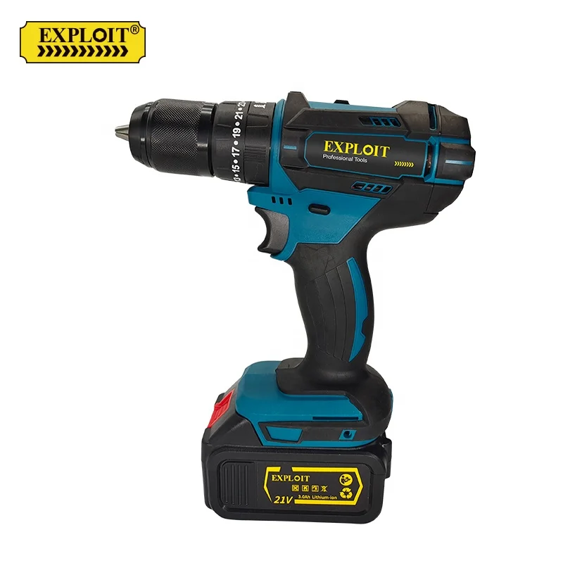 Wholesale custom power tools drill bits 21v chargeable batter lithium brushed cordless power electric impact drill bit set
