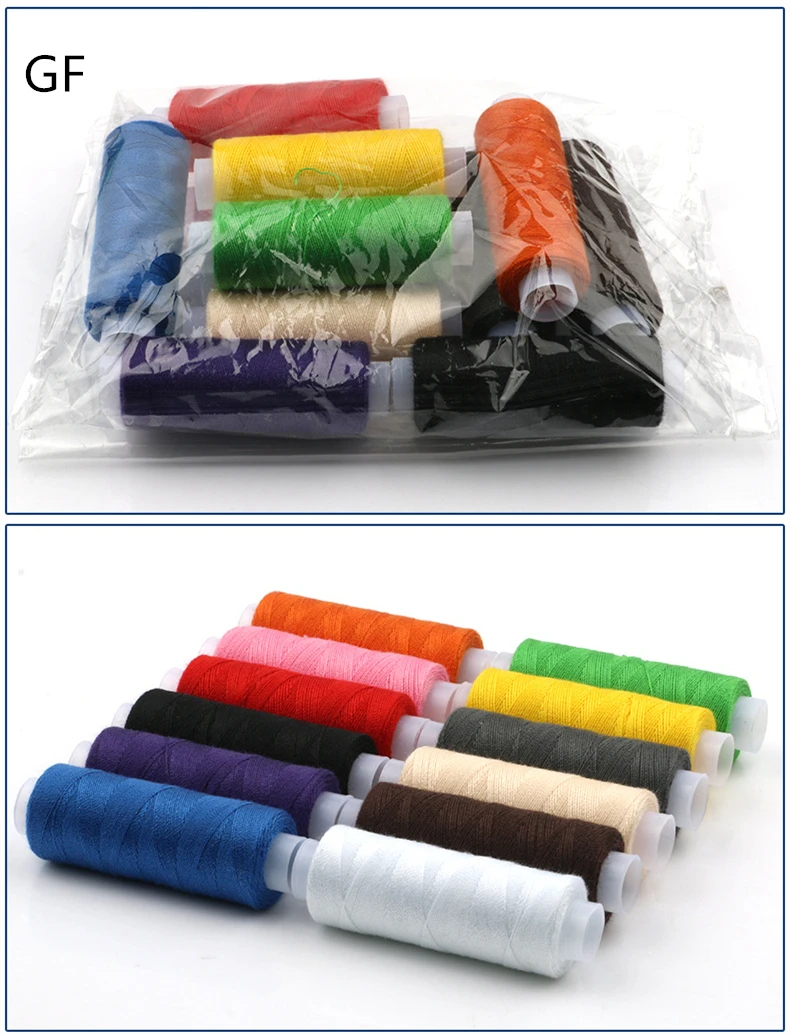 Exfactory Price 12colors  a set 150Yards Small Spooll 40 2 Household DIY Sewing Machine Thread 100% Polyester Thread For Sewing