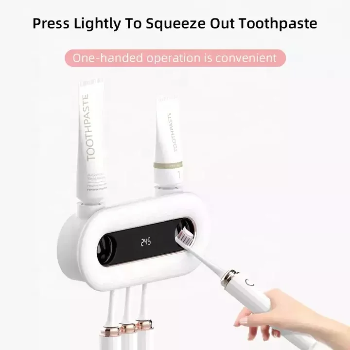 Wall-mounted charging UV sterilization storage toothbrush holder and toothpaste squeezer two-in-one