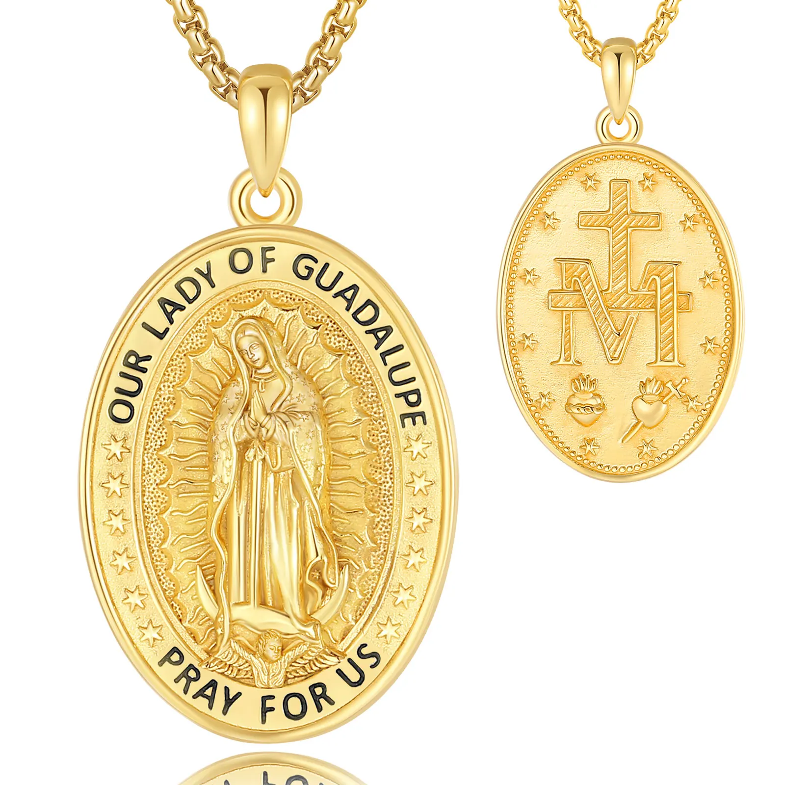 Merryshine Custom Cross 925 Sterling Silver Miraculous Medal Amulet Scapulars Catholic Jewelry Virgin Mary Necklace