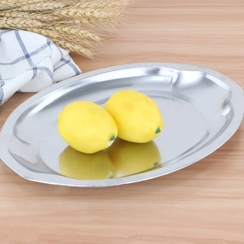 Egg shape dinner plate stainless steel oval plate for wholesale