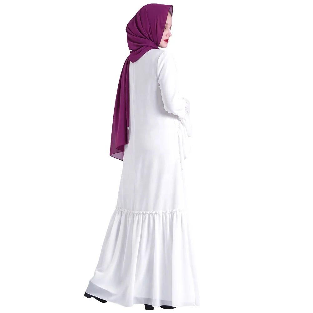 2021 New Scallop False 2-piece Middle East Arabic Long Sleeve Ladies Islamic Clothing Robe Women Modest Abaya Muslim Dress