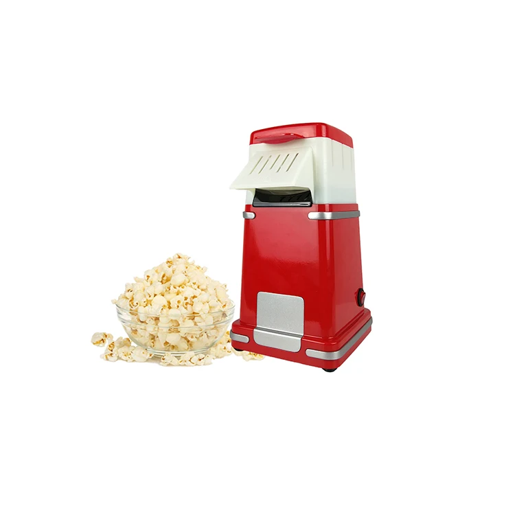 Healthy Retro Classic Hot Air Popcorn Maker, No Oil Needed, Retro Red Unique popping chamber design creates swirling airflow