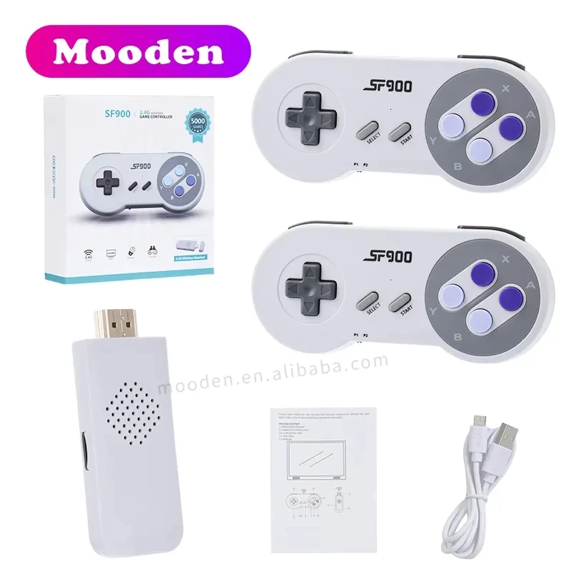 S SF900 Game Stick 4K HD Retro Video Game console 16bit 5000 Games Classic Gaming Stick consola for Snes Mini