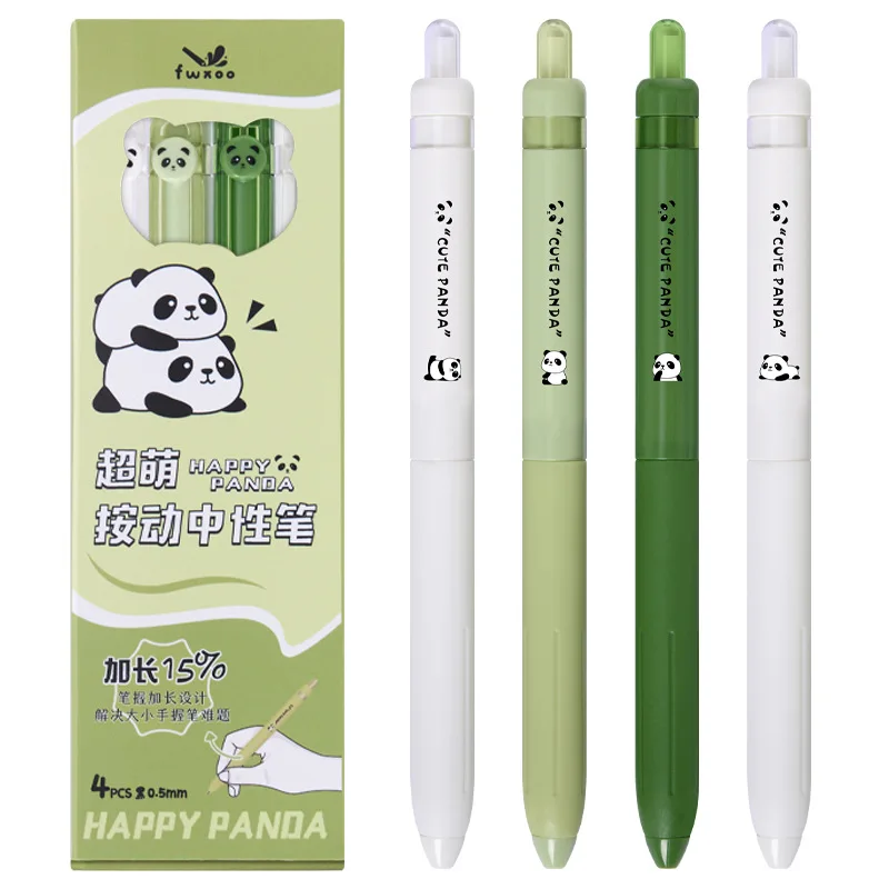 Cartoon cute Panda Neutral Pen Creative Student Signature gel Pen Set 4 Black 0.5mm