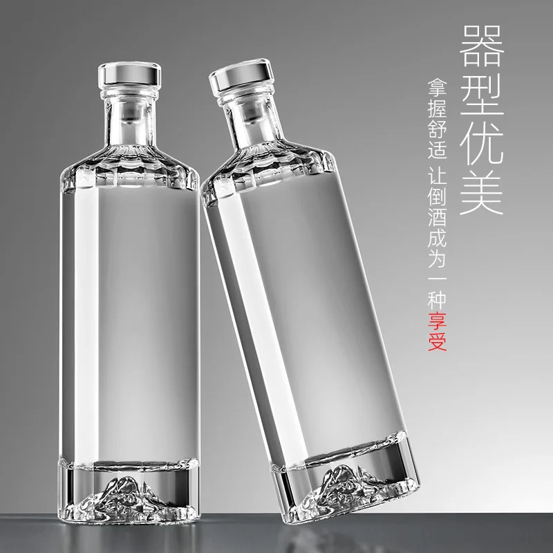 Factory manufacturing china custom gin bottles 500 ml glass liquor high quality bottle with screw cap cork topper