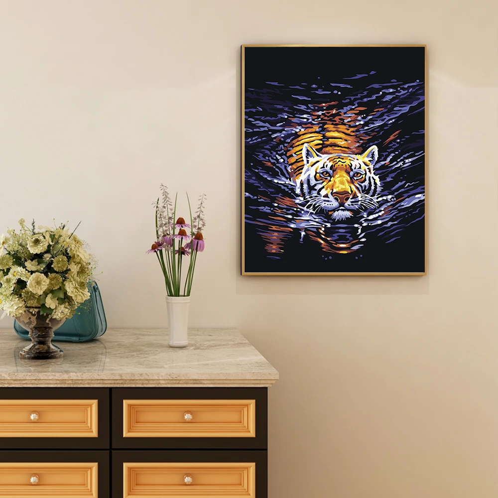  Hot New Deisgn Water Tiger Premium Diamond Painting For House Wall