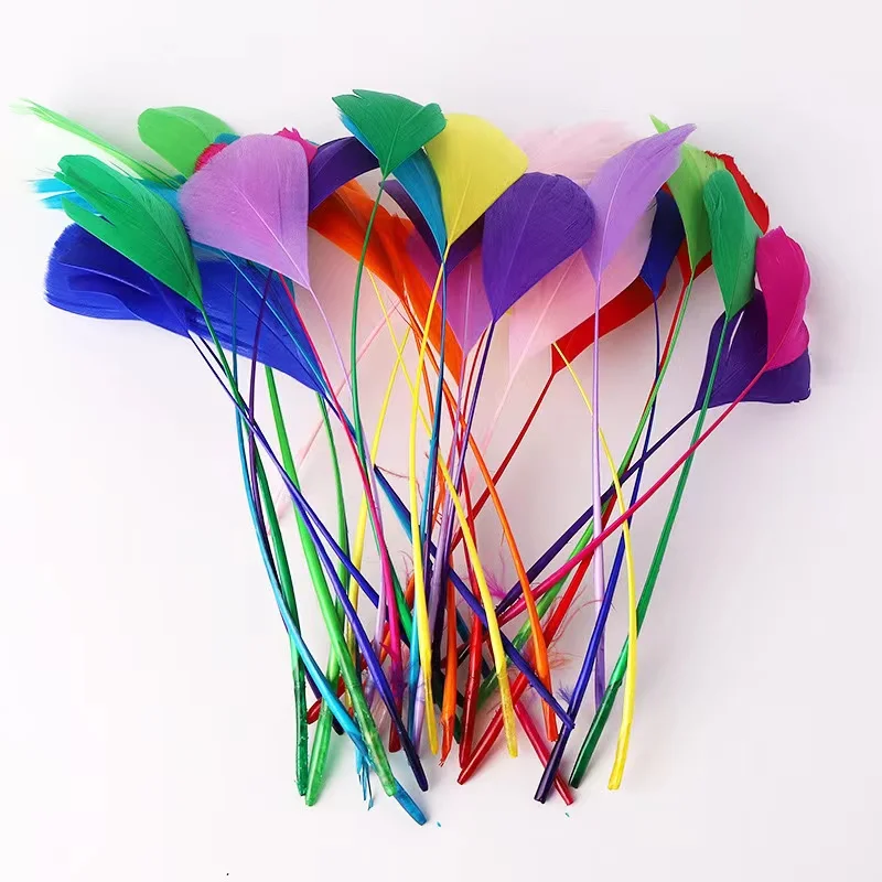 Dyed Colorful Long White Point Wing Feather Best Quality Party Selected Goose Guill Feathers For Carnival Decoration