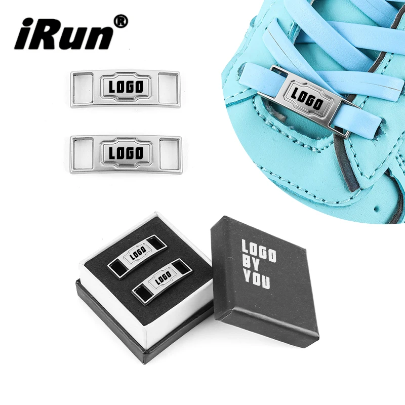 iRun Engraved Logo Shoelace Metal Tag Custom Sneaker Shoelace Dubraes Lace Locks Shoelace Charms