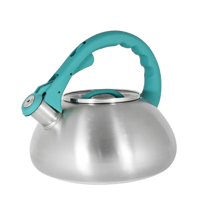 Factory Price Silicon Heat Resistant Handle Polished Tea Pot Stainless Steel Whistling Kettle