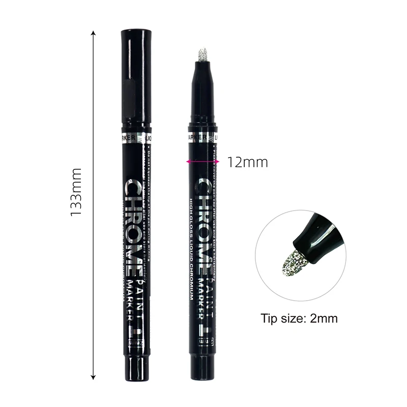 6pcs Mirror Silver Liquid Chrome Markers