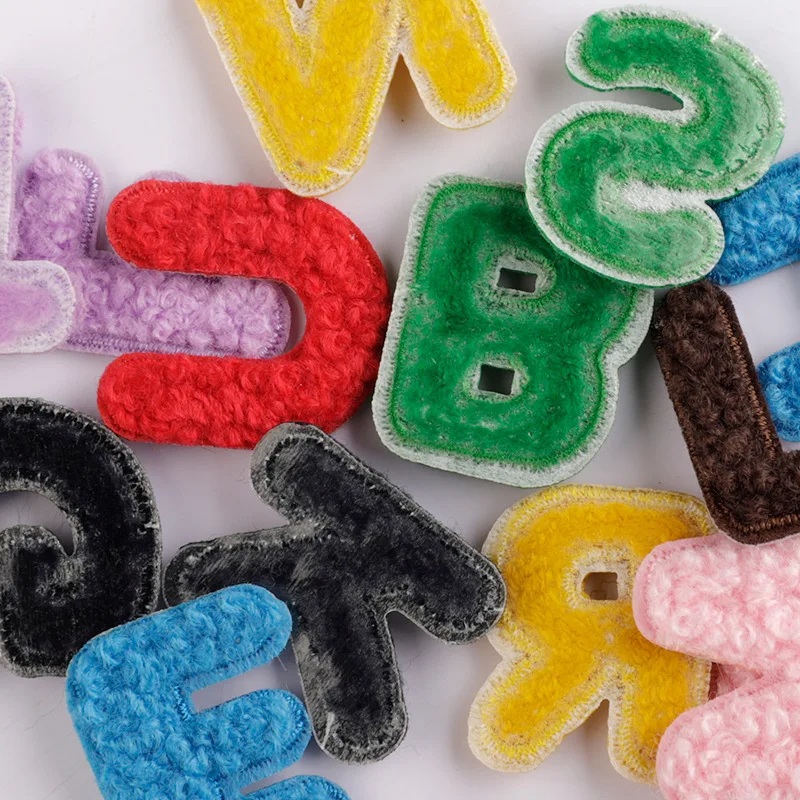 Stock Small Size Wholesale Chenille Patches Iron on Letters Patch for Clothes