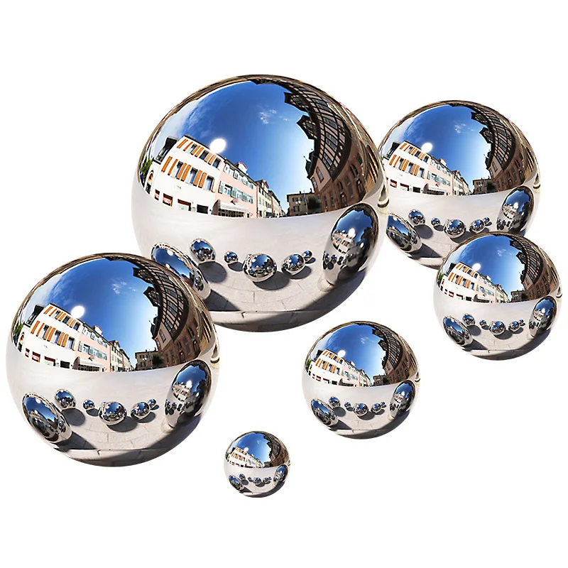Custom wholesale stainless steel hollow metal mirror ball fountain decoration stainless steel fountain ball