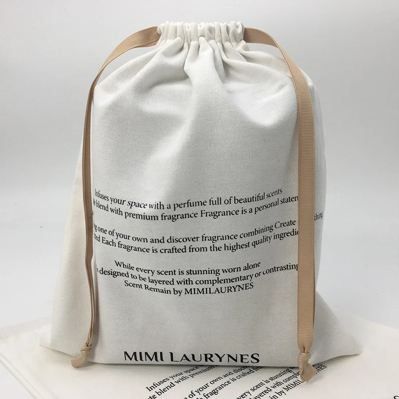 100% Custom Natural Muslin Cotton Clothes Shoe Dust Packaging Pouch Promotional Drawstring Cotton Bag