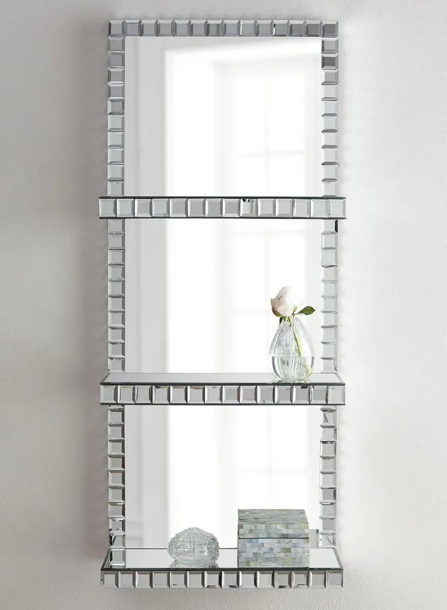 High Quality Selling Mirror Shelf 3 Tier Hanging Wall Shelf Mirror Living Room Display Shelf