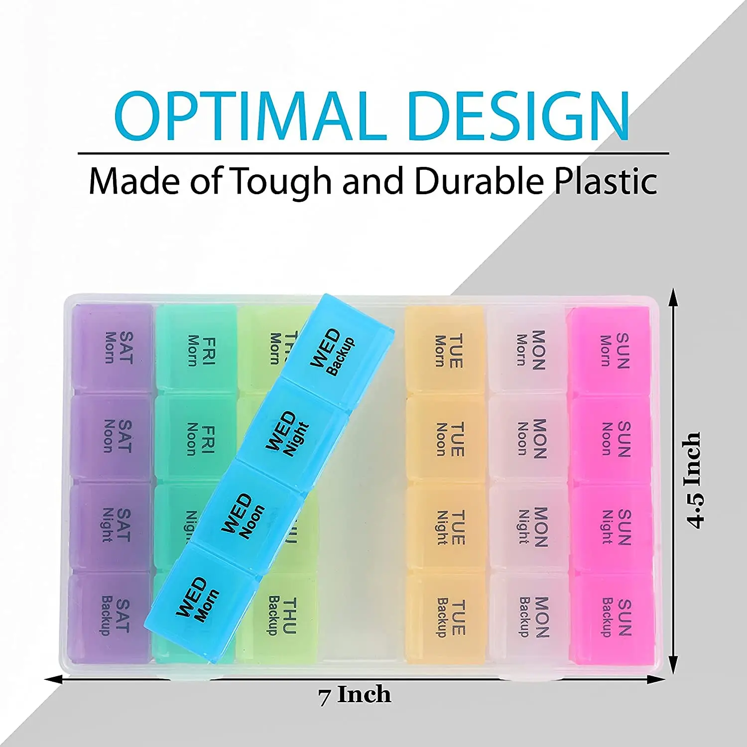 28 Day Pill Box Organizer Weekly 7 Day Pill Dispenser 4 Times a Day