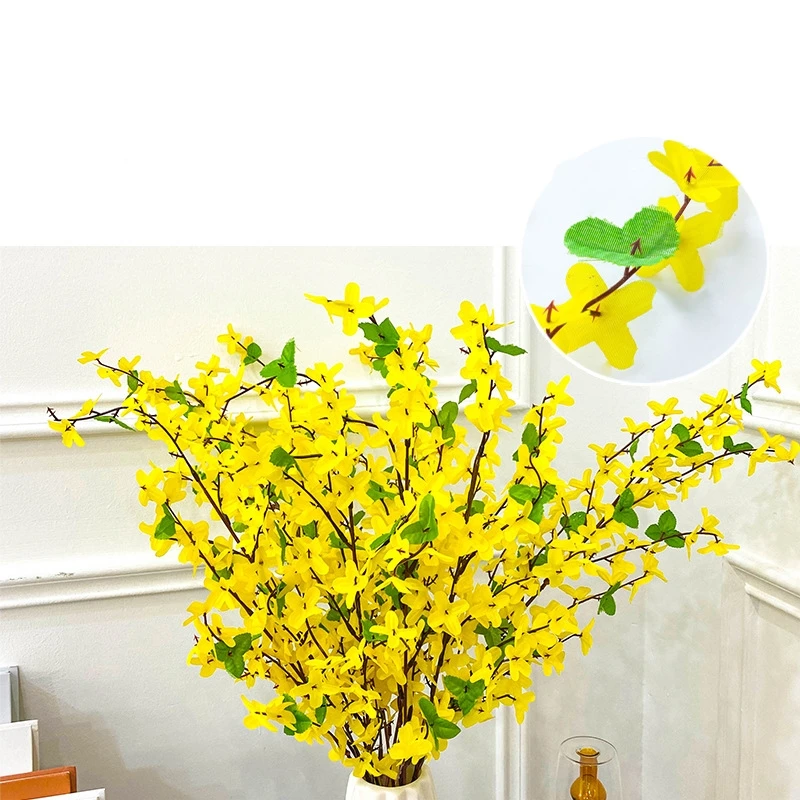 Artificial Single Winter Jasmine Decorative Flowers Flowers Full Shape Realistic, Suitable for Home &office& Garden Decoration.
