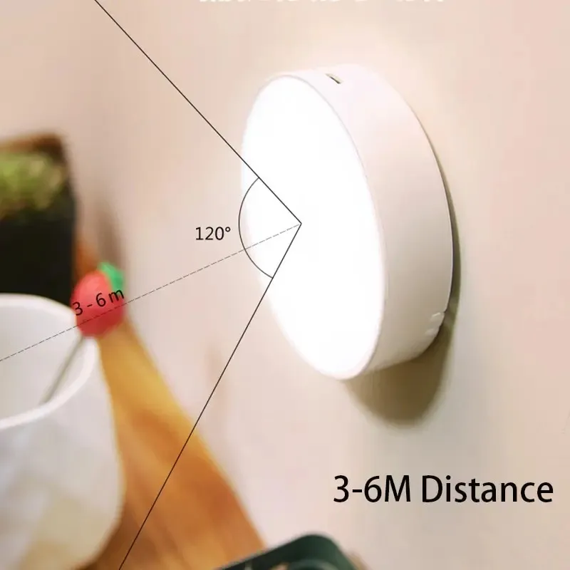 LED Smart Human Body Sensor Night Lamp Emergency Automatic Lighting USB Charging Wireless Suction Use Night Light