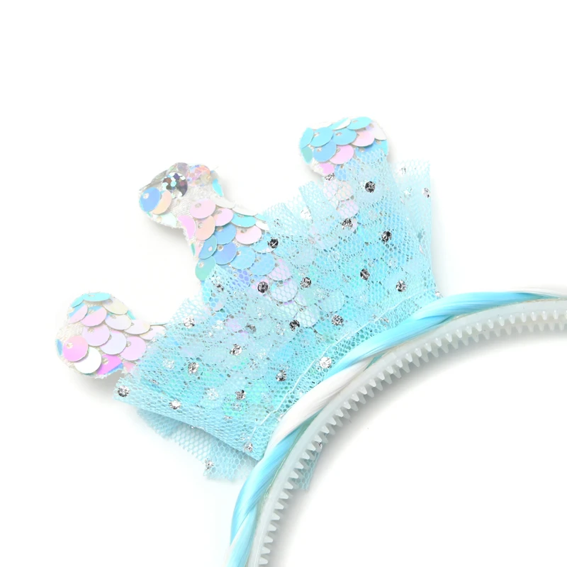 Glitter Sequins Bowknot Hair Braid hairband Crown And Bow Hairhoop Accessories Princess Braid Wig Cute Kids Headbands