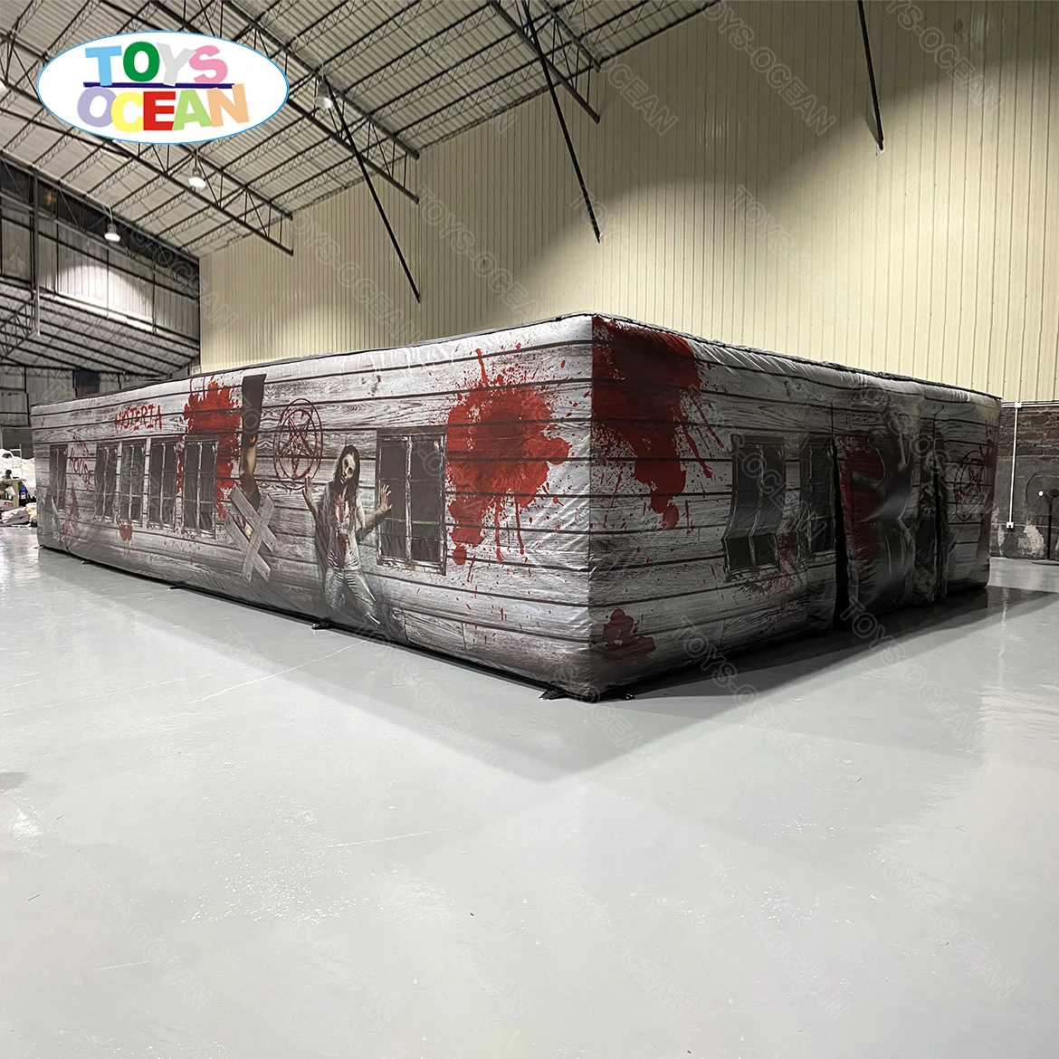 Halloween themed inflatable haunted house maze