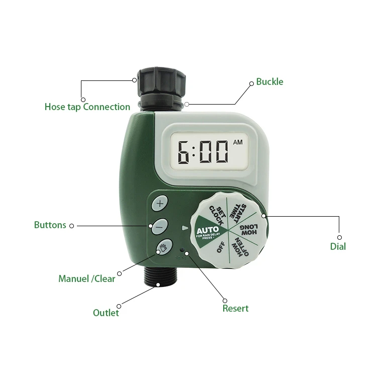 Manufacturer classical plastic outdoor water-proof smart green water controller timer for garden irrigation