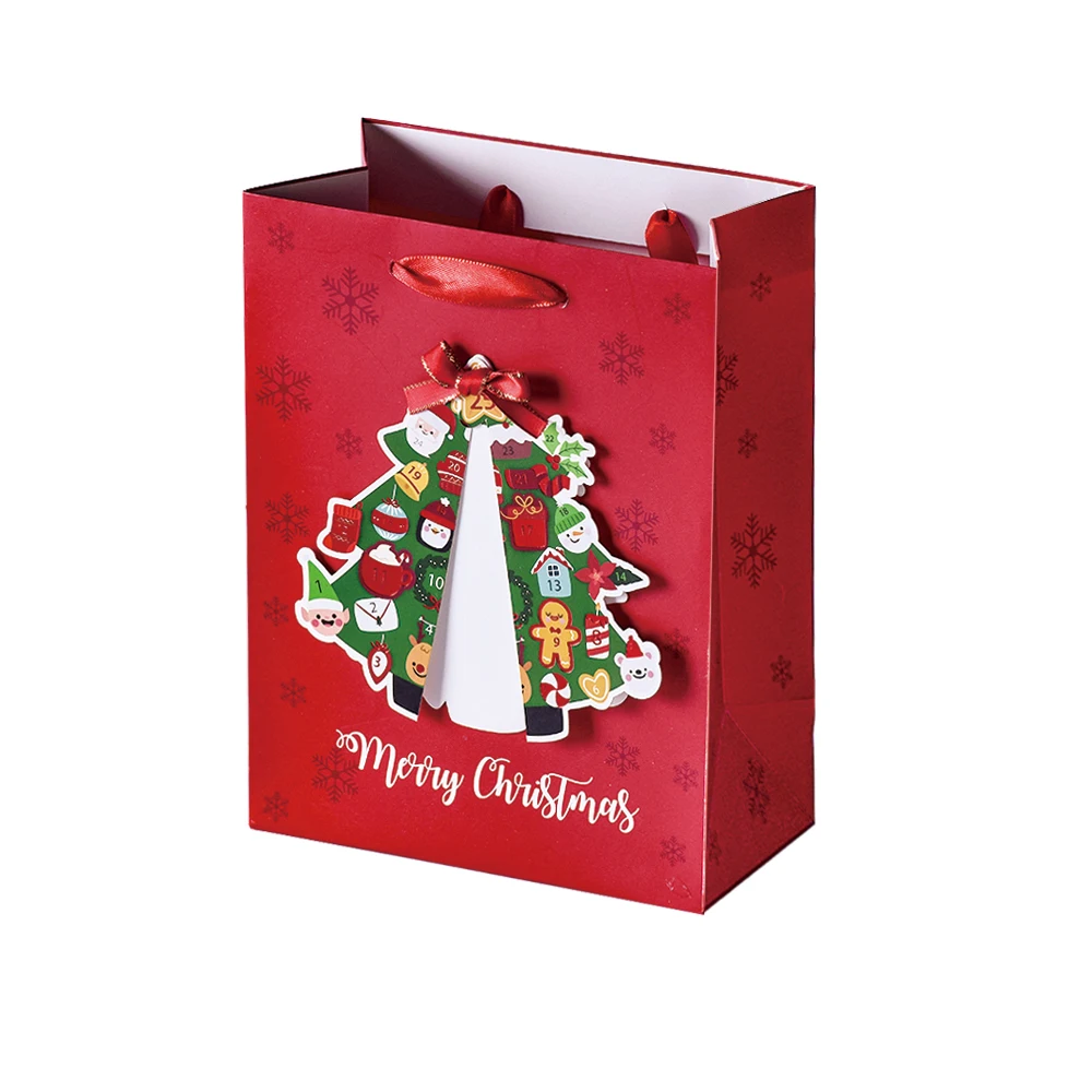 Kraft Paper Gift Bags Snowflakes Merry Christmas Candy Cookie Packaging Bag Boxes New Year Party Natal Kids Favors