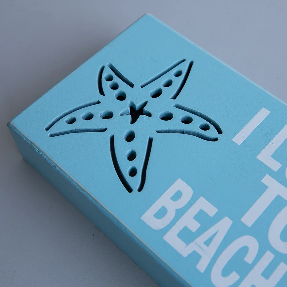 Professional wholesale and custom wooden Box Sign Wall decoration wood and Ocean Beach style home decoration