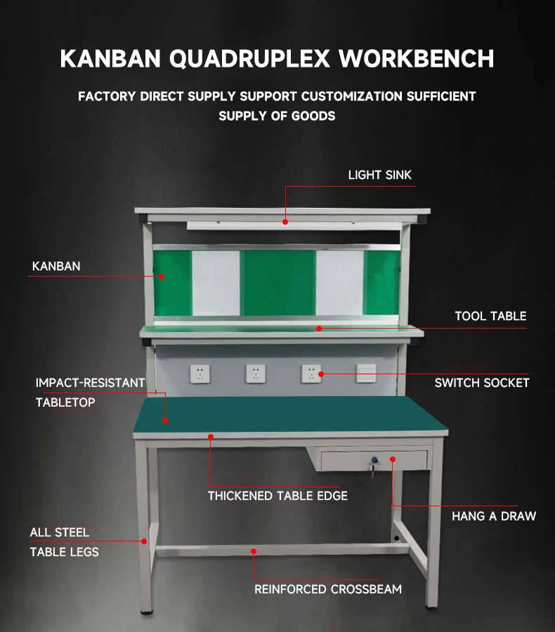 Wholesale factory customization assembly line assembly anti-static Kanban workbench with one drawers