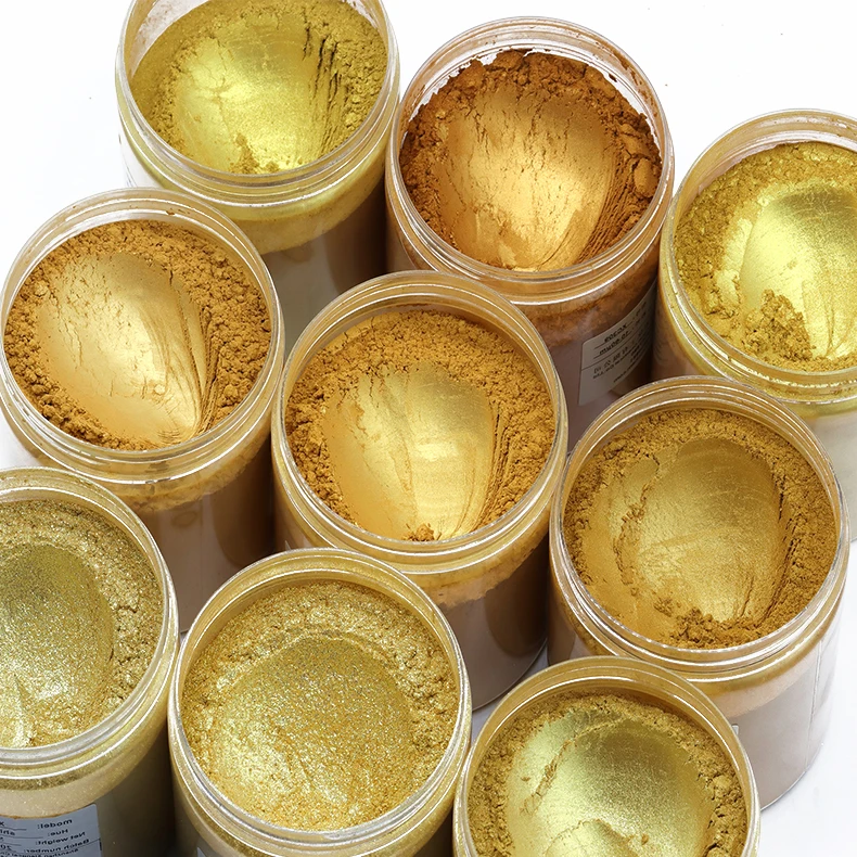 Free Sample Crystal Gold Color Pearl Pigment Mica Powder Pigments for Epoxy Resin Paint ink Coating Printing