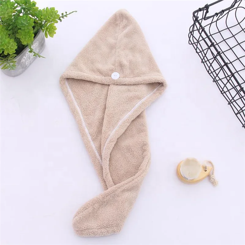 Wholesale Custom Premium coral fleece/coral velvet Microfiber Hair Dry Drying Turban Wrap Towel