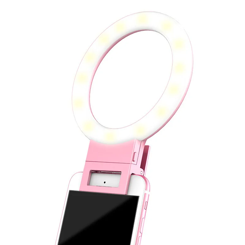 Светодиодный кольцевой светильник для селфи с USB-зарядкой для IPhone, дополнительный светильник для селфи, улучшающий заполняющий свет для телефонов, кольцевой светильник с зажимом