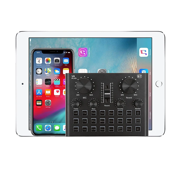  Музыкальная звуковая карта USB внешний Многофункциональный миксер V8 Plus Mac компьютер Android звуковые