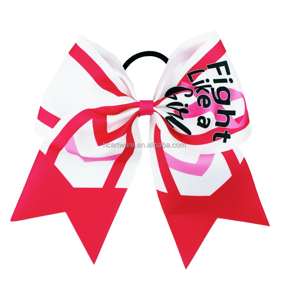 HCArtware 8 inch pink rainbow Red ribbon hair bows for women & girls World AIDS Day commemorative hair band