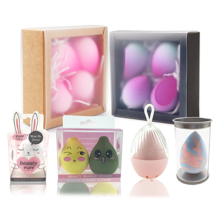 Hot Selling 2021 Plastic Clear PVC/PET Custom Foundation Cosmetic Private Label Puff Blend Makeup Sponge Packaging For Makeup