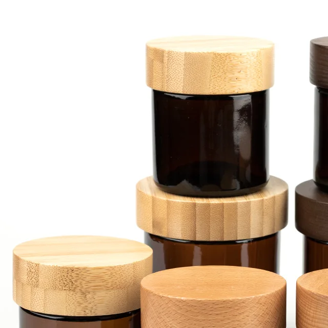 Vietnam Amber Candle Jar No Plastic Bamboo Wood Screw Cap Lid for Bottle Caps & Closures