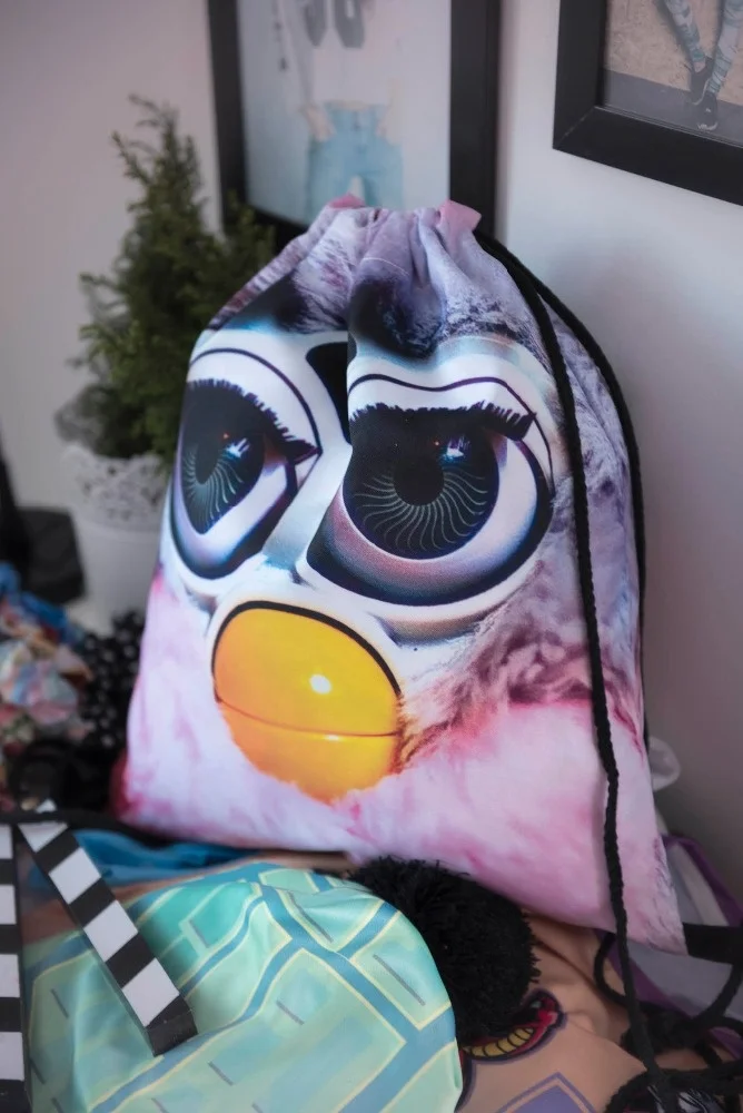  Хит продаж экологически чистые сумки furby с принтом на шнурке под