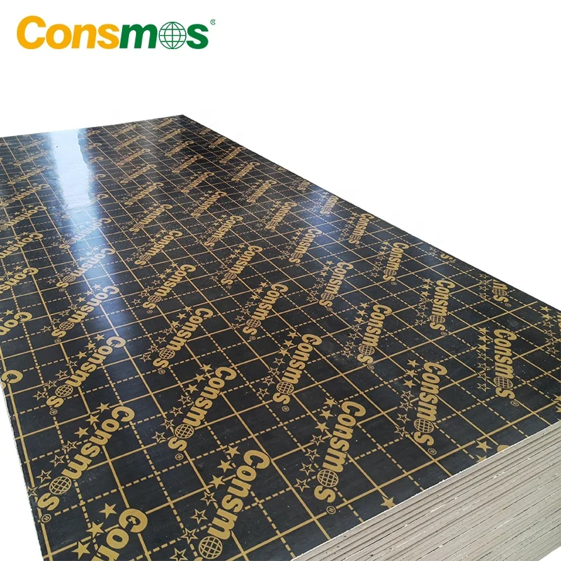 Consmos 1220x2440mm 18mm WBP Melamine Glue Marine Formwork Plywood Biz Standard Film Faced Plywood for Construction