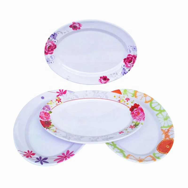 cheap pink solid 12 inch oval melamine dinner plates