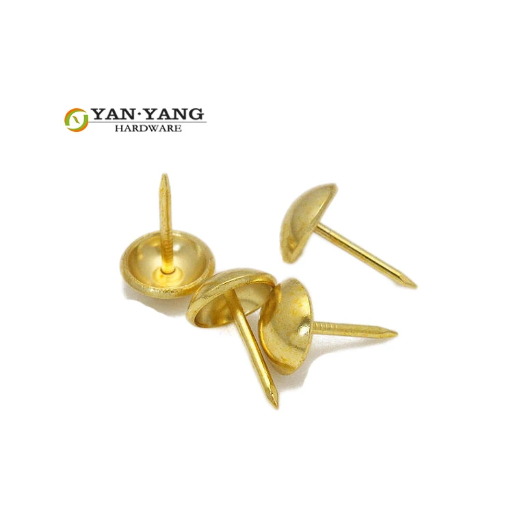 furniture accessories 11mm round shiny golden iron decorative upholstery furniture chair sofa nails